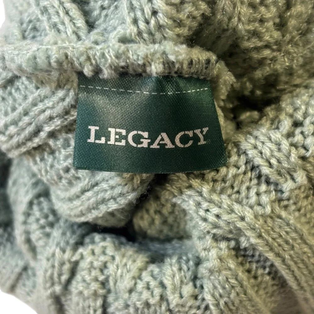 Legacy Whitefish Montana Sage Green Cable Knit Pom‎ Beanie Hat One Size